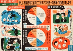 Original Vintage Information Poster New Tax System Kyoto Japan Illustration Art