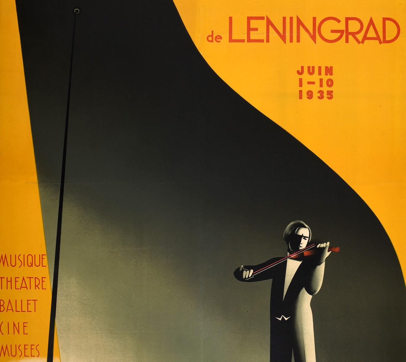 Original Vintage-Reiseplakat „Intourist“, Leningrad Festival of Art, Musikballett (Art déco), Print, von Unknown