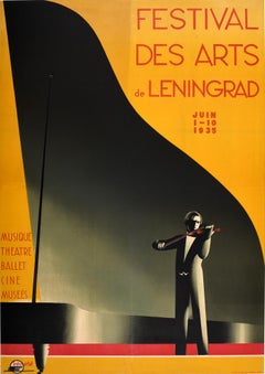 Original Vintage-Reiseplakat „Intourist“, Leningrad Festival of Art, Musikballett 