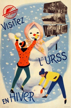 Original Vintage InTourist Travel Poster Visitez l'URRS USSR C1958