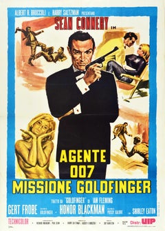 Original Vintage James Bond Film Poster Agente 007 Missione Goldfinger Rerelease