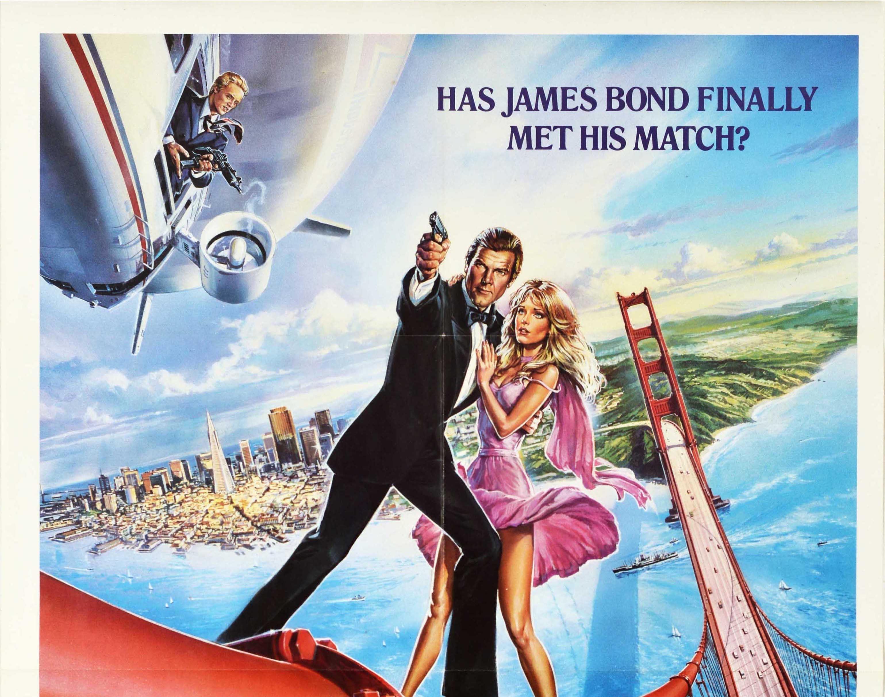 Original Vintage James Bond Poster A View To A Kill 007, Film Golden Gate Bridge, Original – Print von Unknown