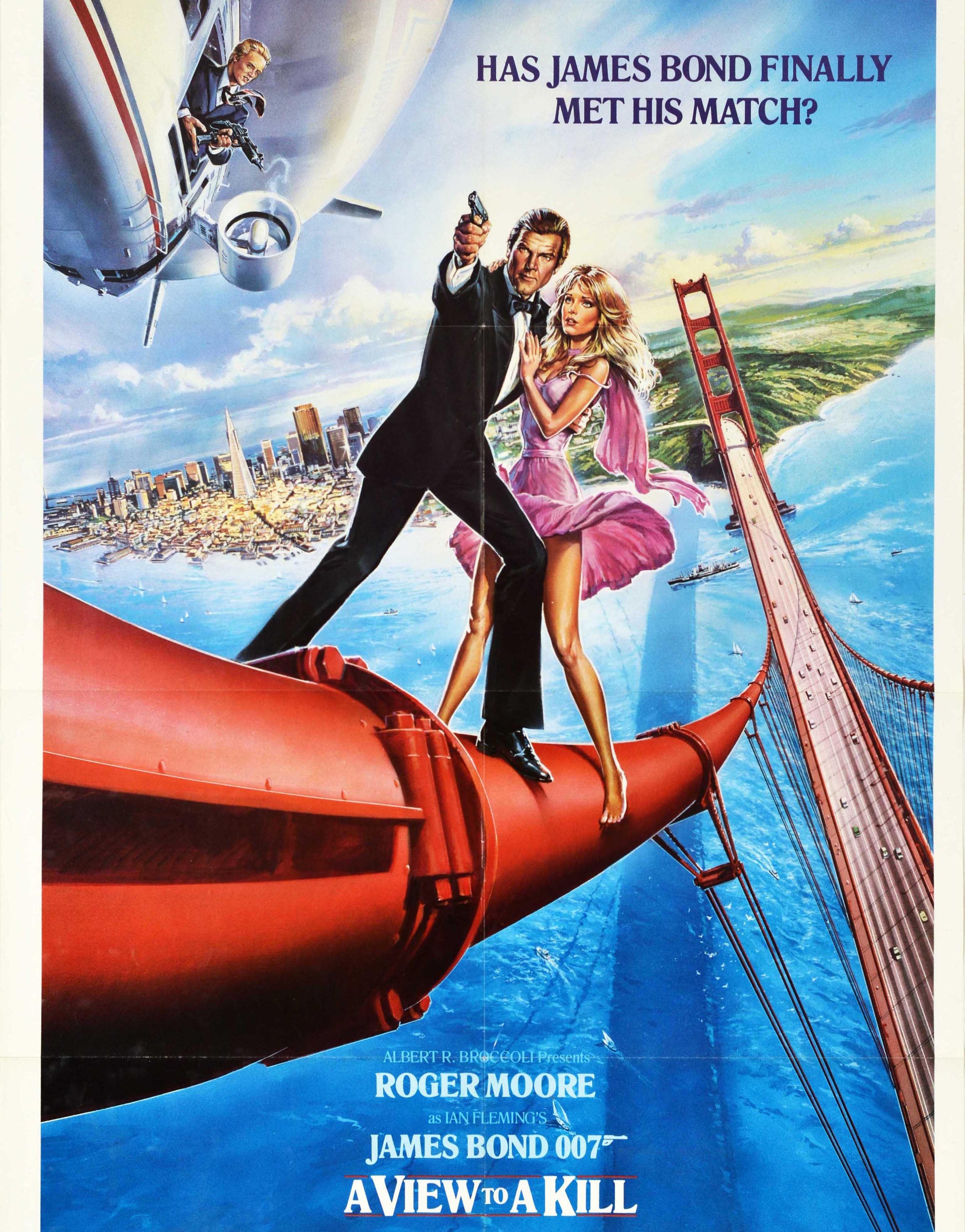 Originales altes Filmplakat für den James Bond 007 Film A View To A Kill - Hat James Bond endlich seinen Meister gefunden? - unter der Regie von John Glen mit Roger Moore in der Rolle des britischen Spions James Bond, Grace Jones als May Day,