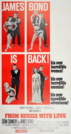 Original Vintage James Bond Poster aus Russland mit Liebe Sean Connery 007 Film 