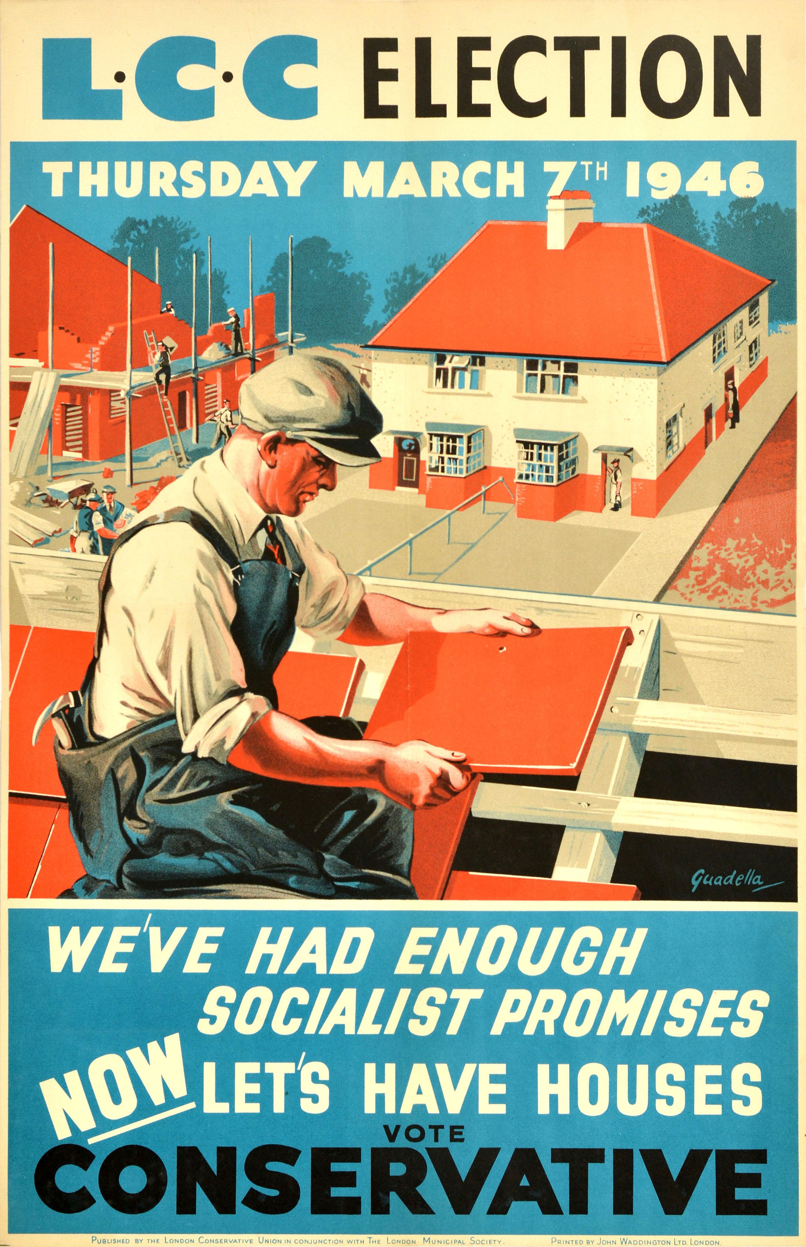Unknown Print - Original Vintage London County Council Poster Election Vote Conservative Union