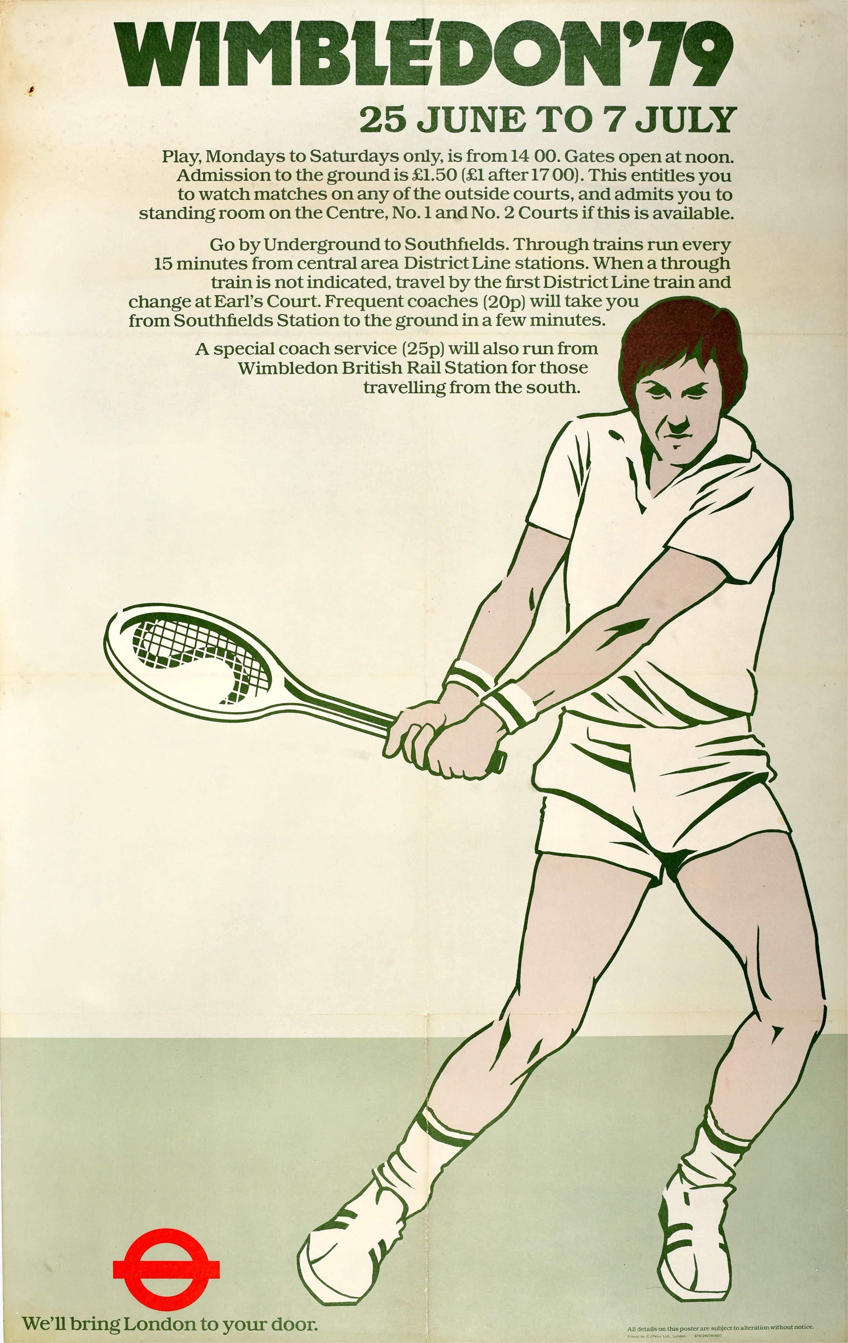 Print de Unknown - Original Vintage London Transport Cartel deportivo de verano Wimbledon 1979 Tenis