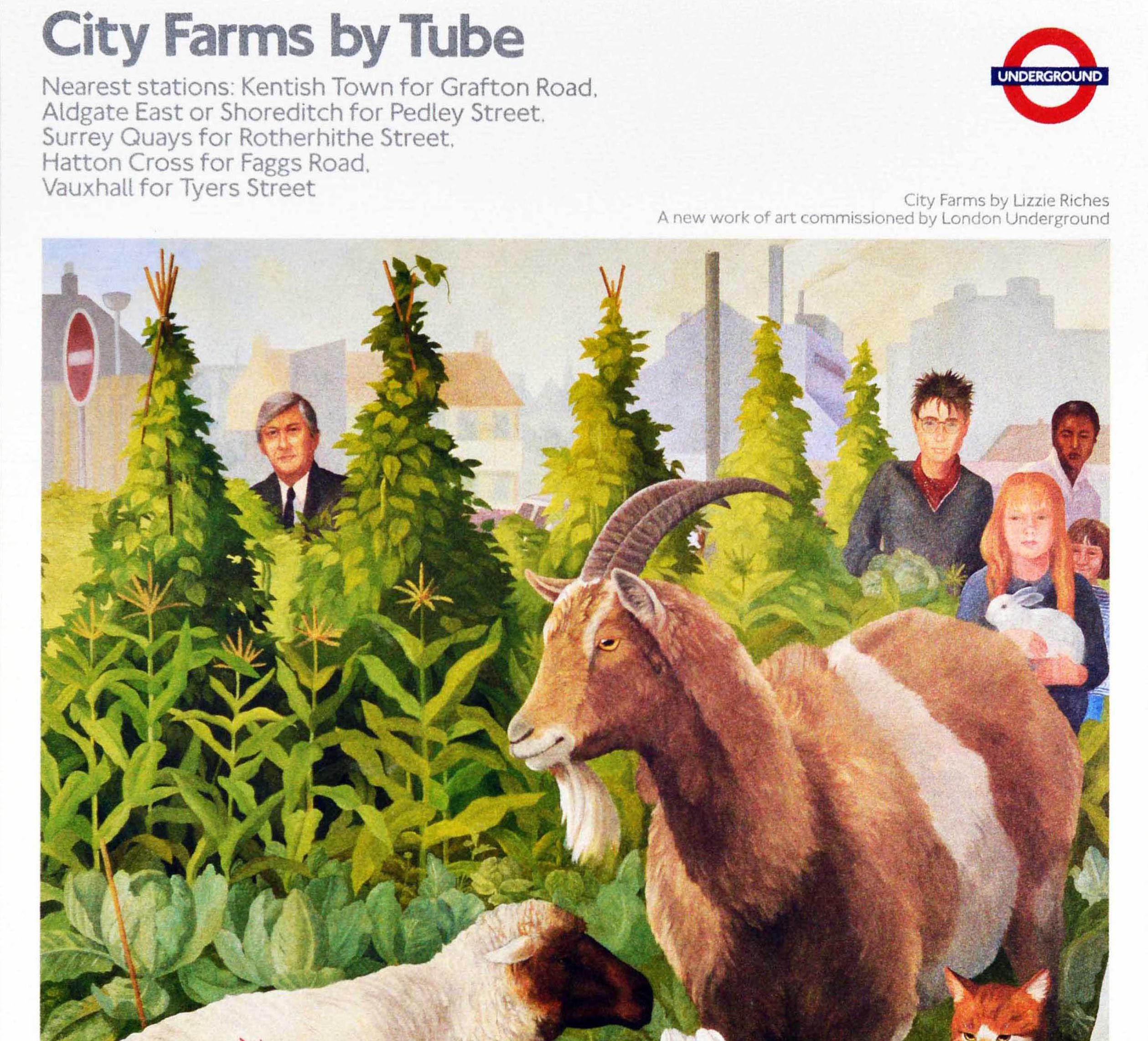 Original Vintage London Underground Poster „Stadt Bauern“ von Tube Lizzie Riches Kunst (Beige), Print, von Unknown