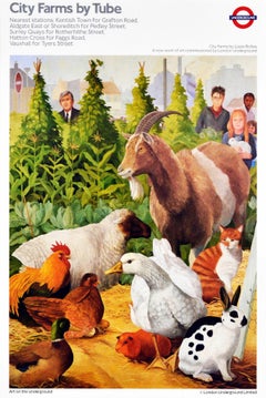 Original Vintage London Underground Poster „Stadt Bauern“ von Tube Lizzie Riches Kunst