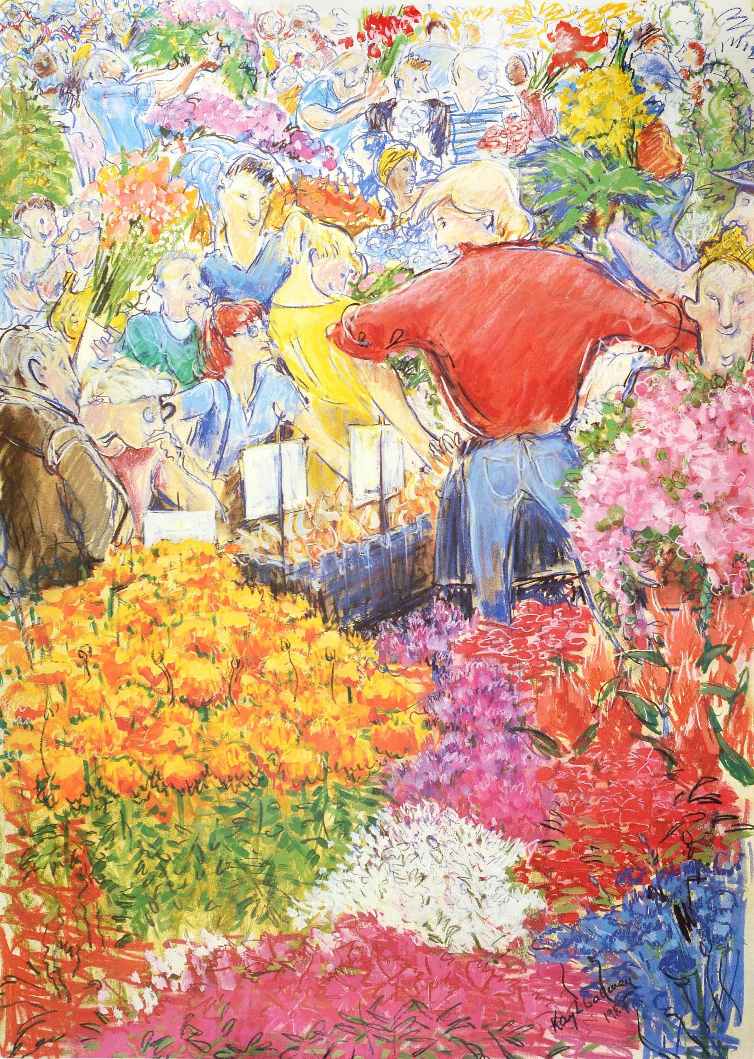 Poster originale d'epoca della metropolitana di Londra Columbia Road Flower Market Design - Print di Unknown