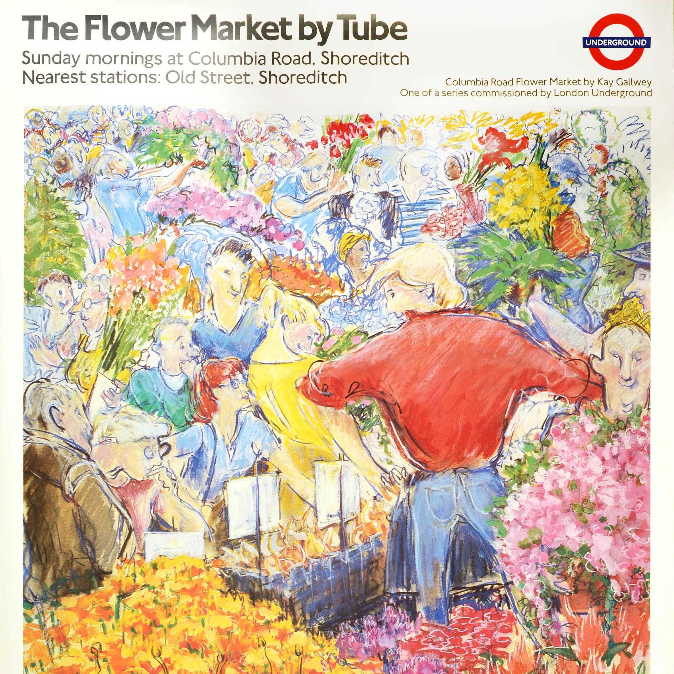 Poster originale d'epoca della metropolitana di Londra Columbia Road Flower Market Design - Print Beige di Unknown
