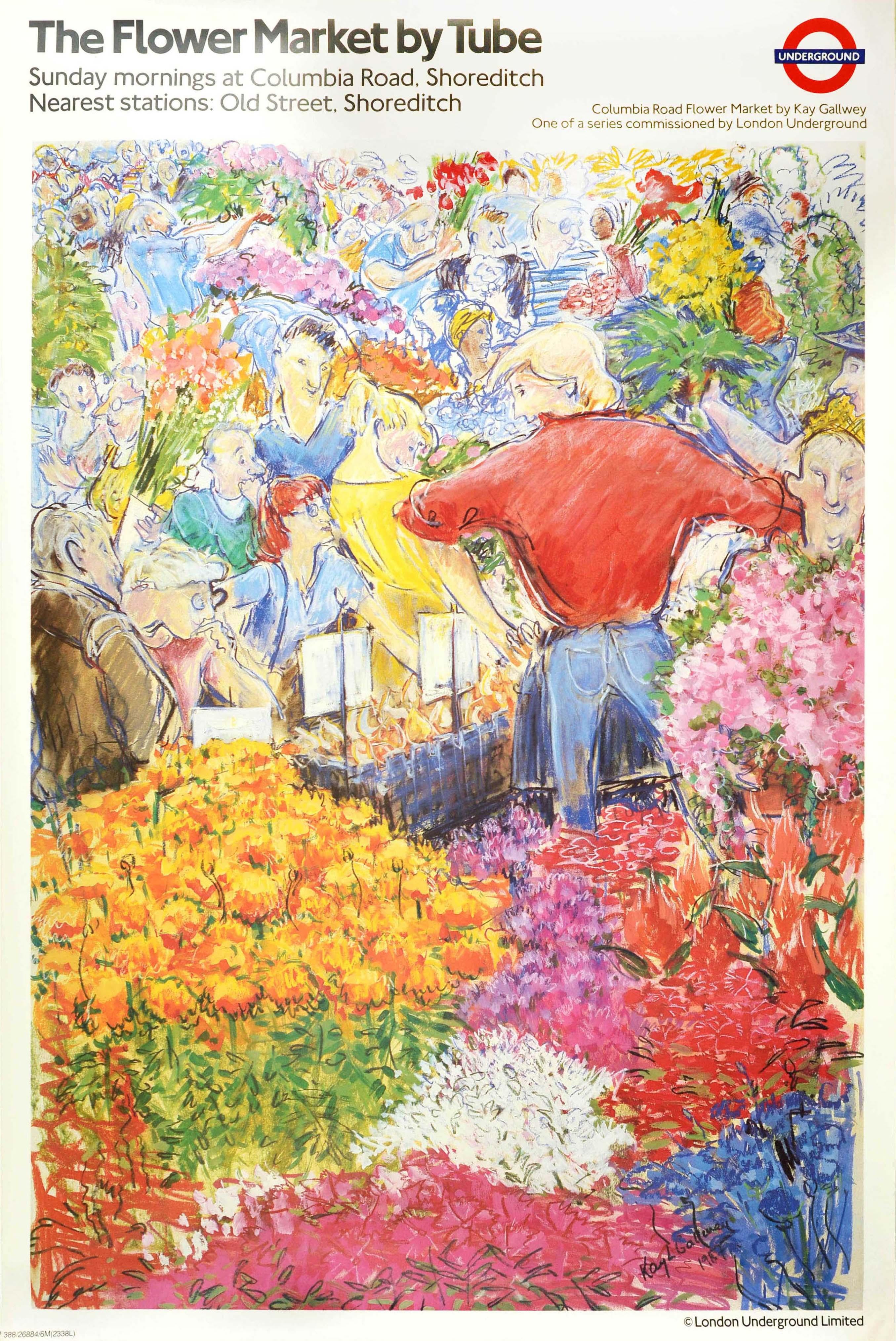 Print di Unknown - Poster originale d'epoca della metropolitana di Londra Columbia Road Flower Market Design