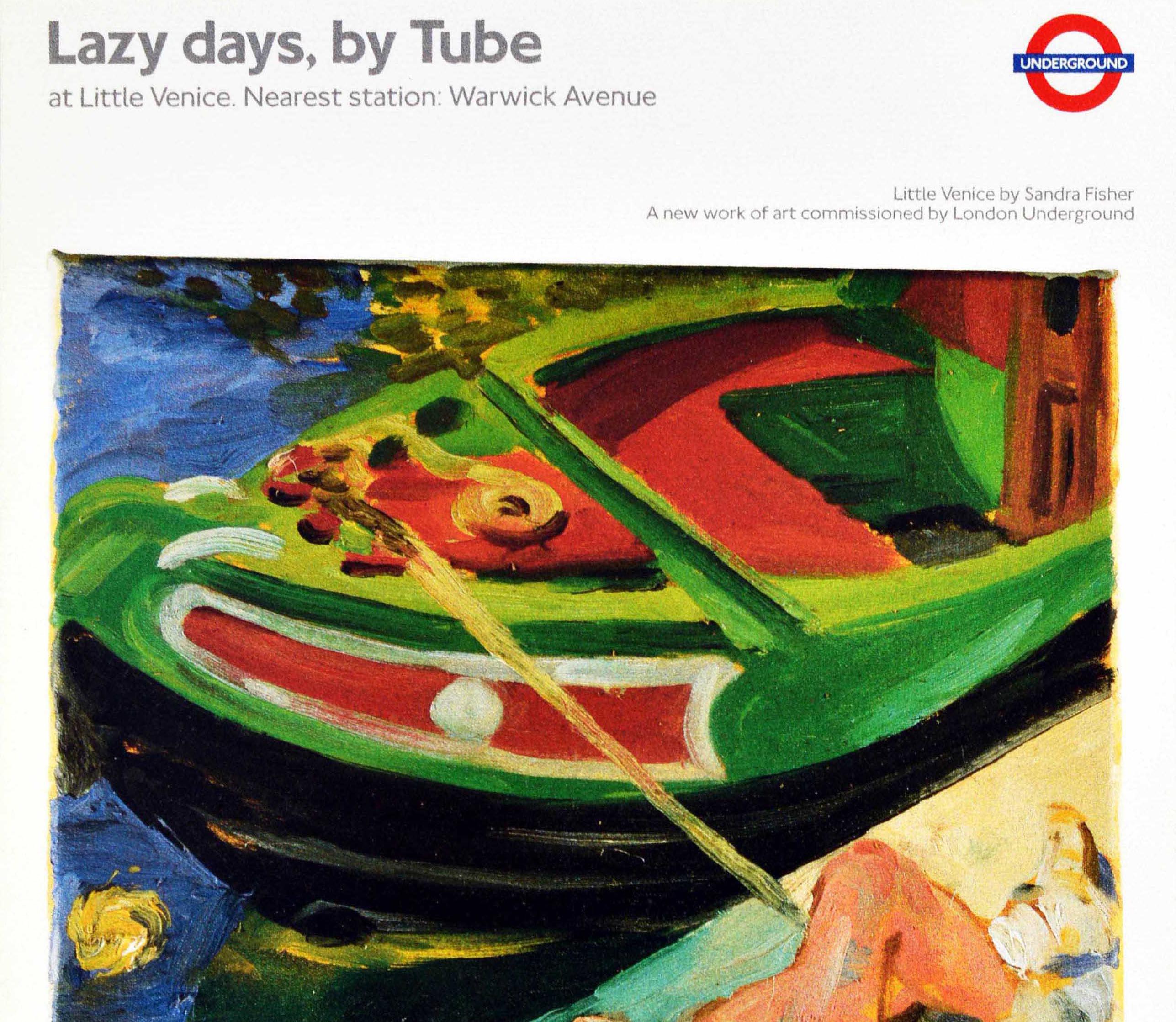 Original Vintage London Underground Poster Lazy Days By Tube Little Venice LT - Beige Print by Unknown