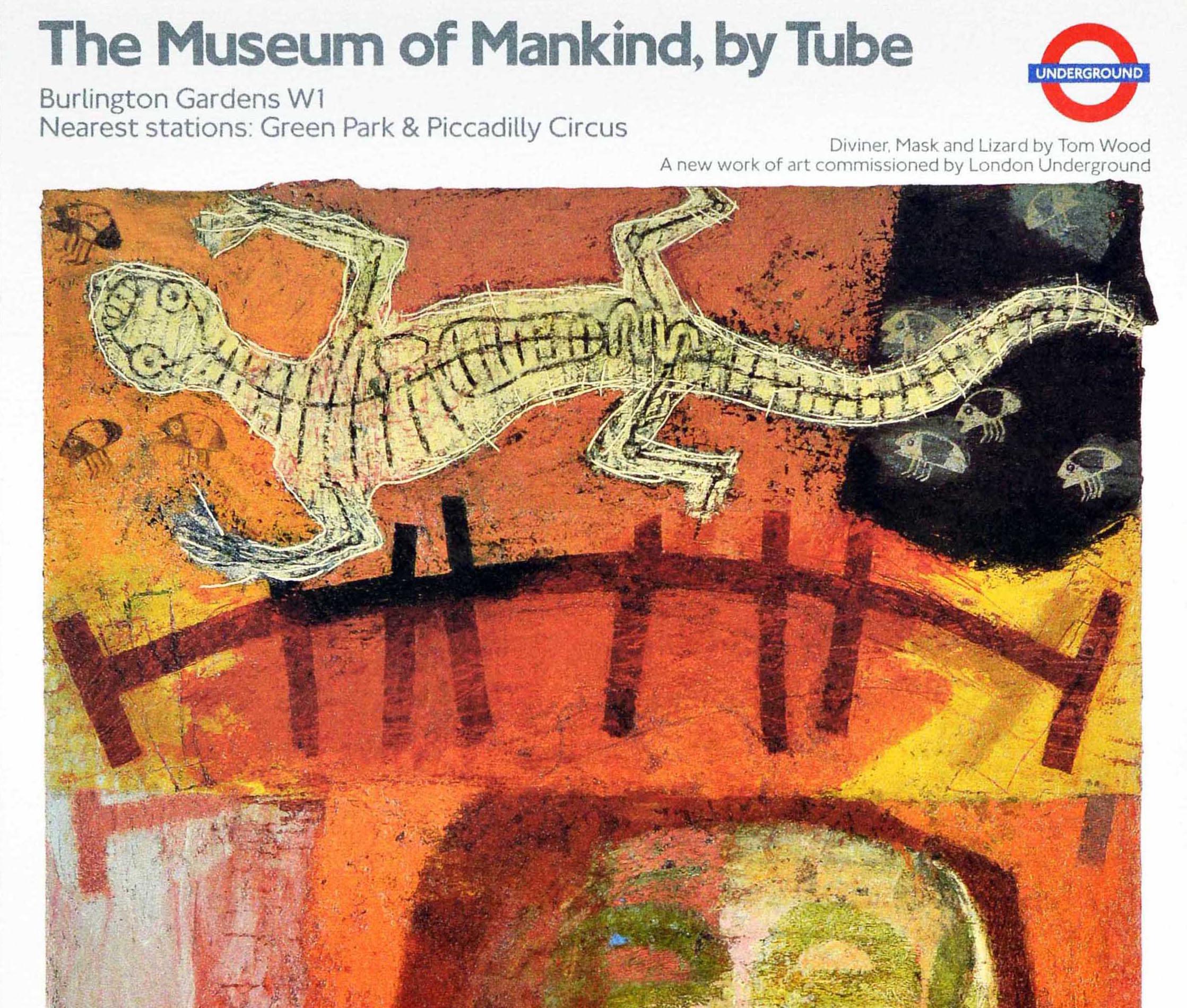 Original Vintage London Underground Poster LT Museum of Mankind Tom Wood Kunst, Original (Braun), Print, von Unknown