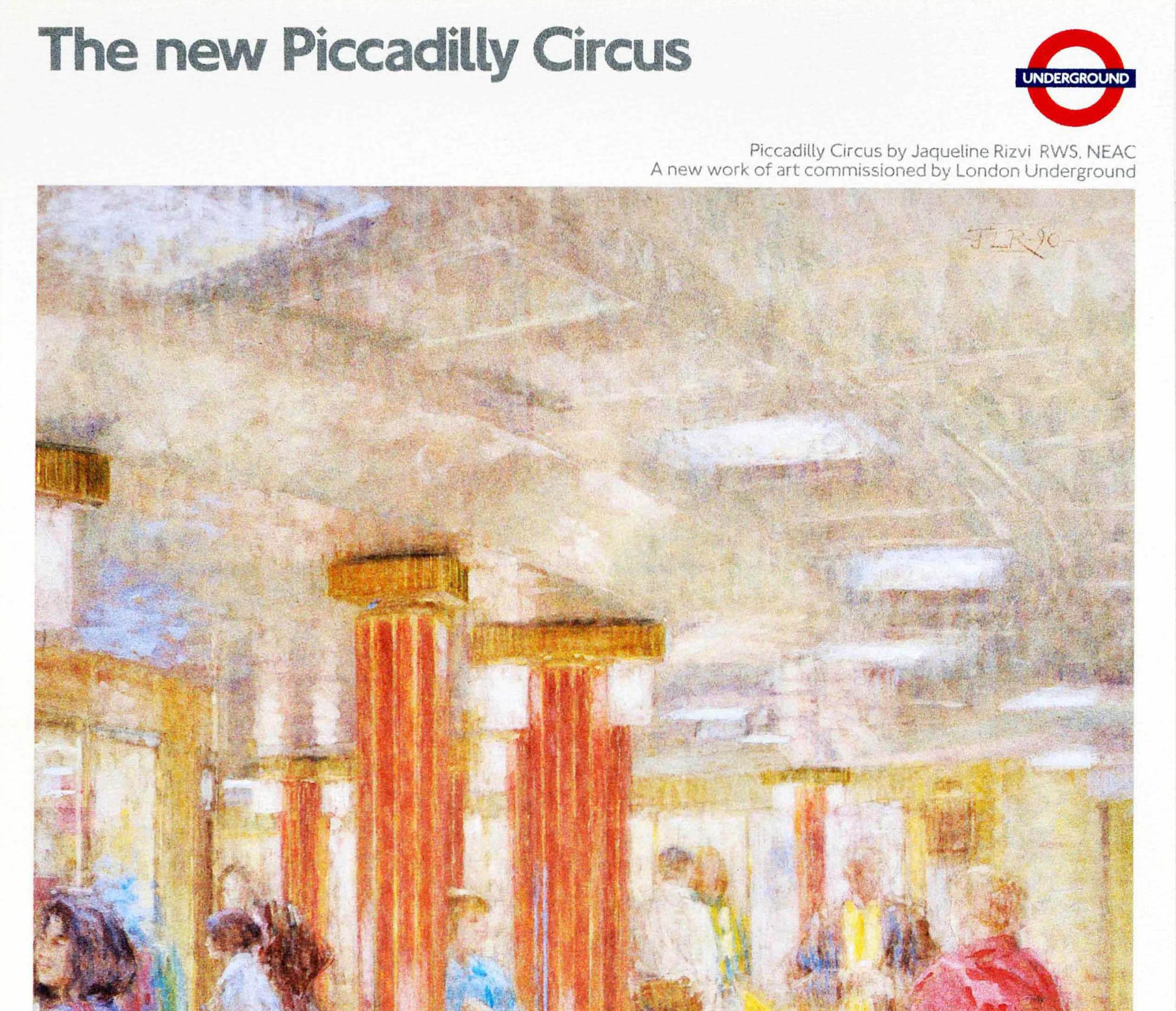 Original Vintage London Underground Poster LT New Piccadilly Circus Rizvi Kunst (Beige), Print, von Unknown