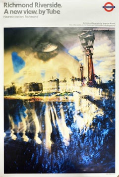 Affiche rétro originale du métro de Londres, Richmond Riverside, Tamise River Art