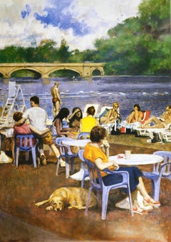 Original Vintage London Underground Poster Serpentine Lido Sunny Afternoon Tube