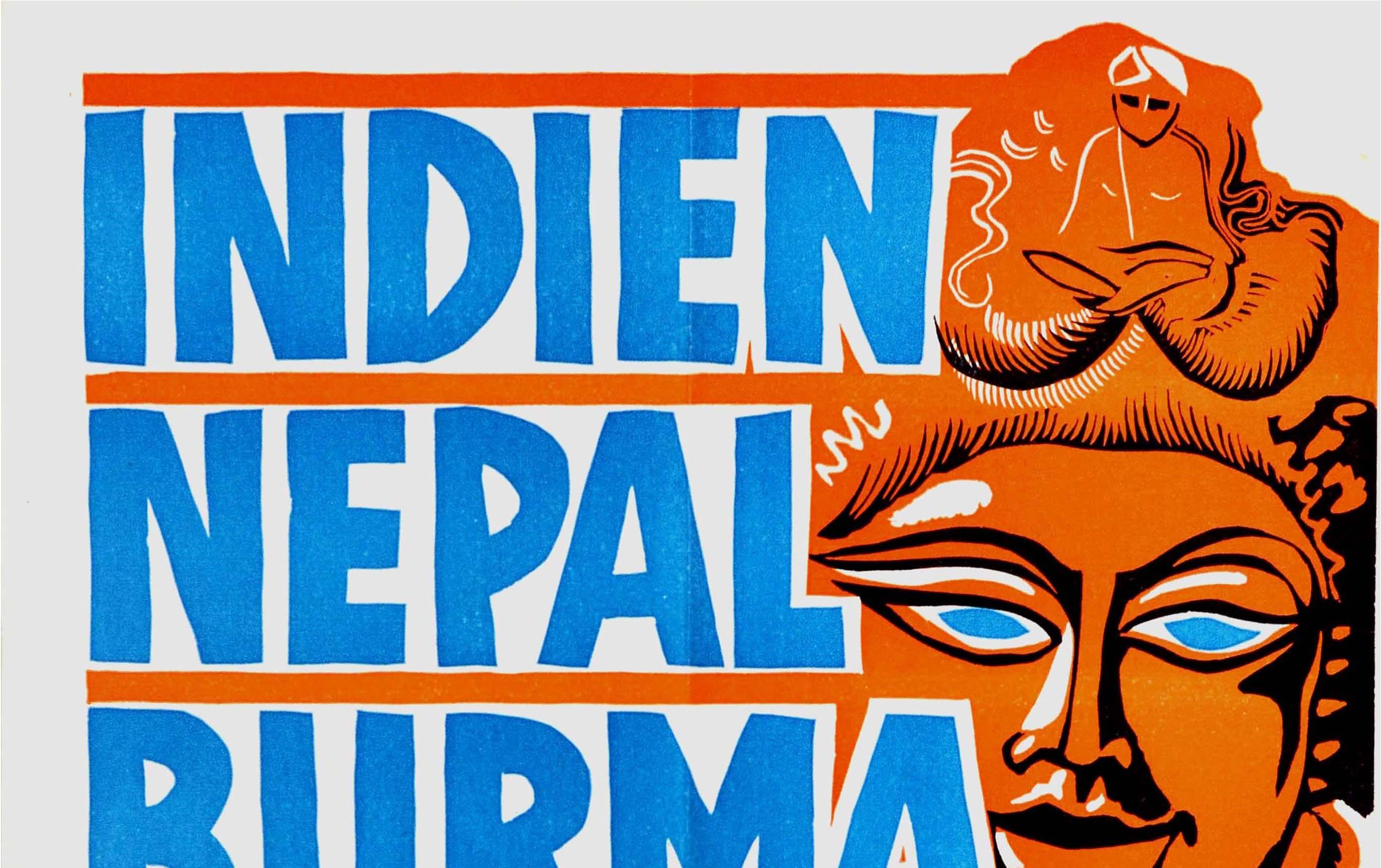 Original Vintage Luxury Cruise Travel Poster India Nepal Burma Ceylon Buddha Art - Print by Unknown