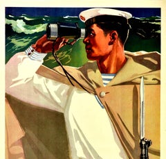 Original Vintage Military Poster Coastal Defence China People's Liberation Navy