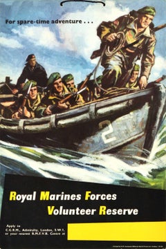 Original-Vintage-Militärplakat Royal Marines Force Volunteer Reserve Abenteuer