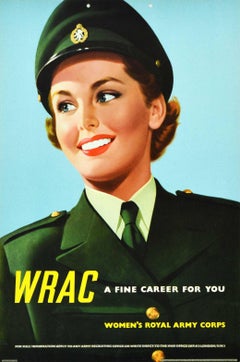 Poster militare originale d'epoca WRAC Una bella carriera nel corpo reale dell'esercito femminile UK