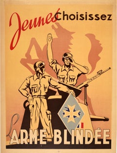 Originales Vintage-Militär Propagandaplakat „Young People“, Französische Armee- Division