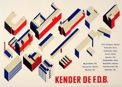 Original Vintage Modernist Design Architecture Poster Kender De FDB (Coop Amba)