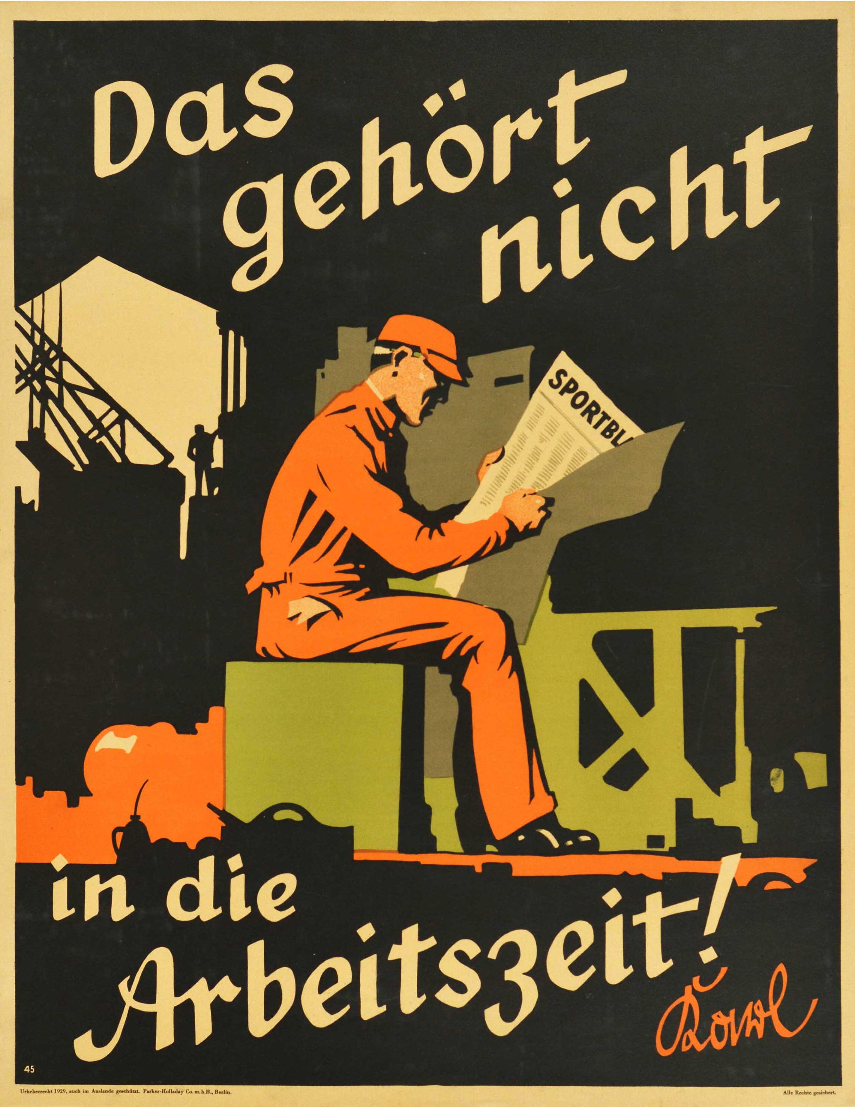 Unknown Print - Original Vintage Motivation Poster Arbeitszeit Not During Work Hours Doval Quote
