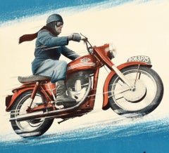 Original Vintage Motorbike Advertising Poster Mazoyer Moto Paris Motorcyle