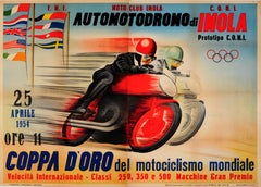 Original Vintage Motorcycle Racing Poster For Automotodromo Di Imola Coppa D'Oro