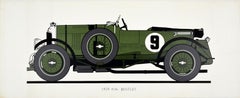 Original Retro Motorsport Poster Bentley 1929 4 1/2 Litre Racing Car Sport
