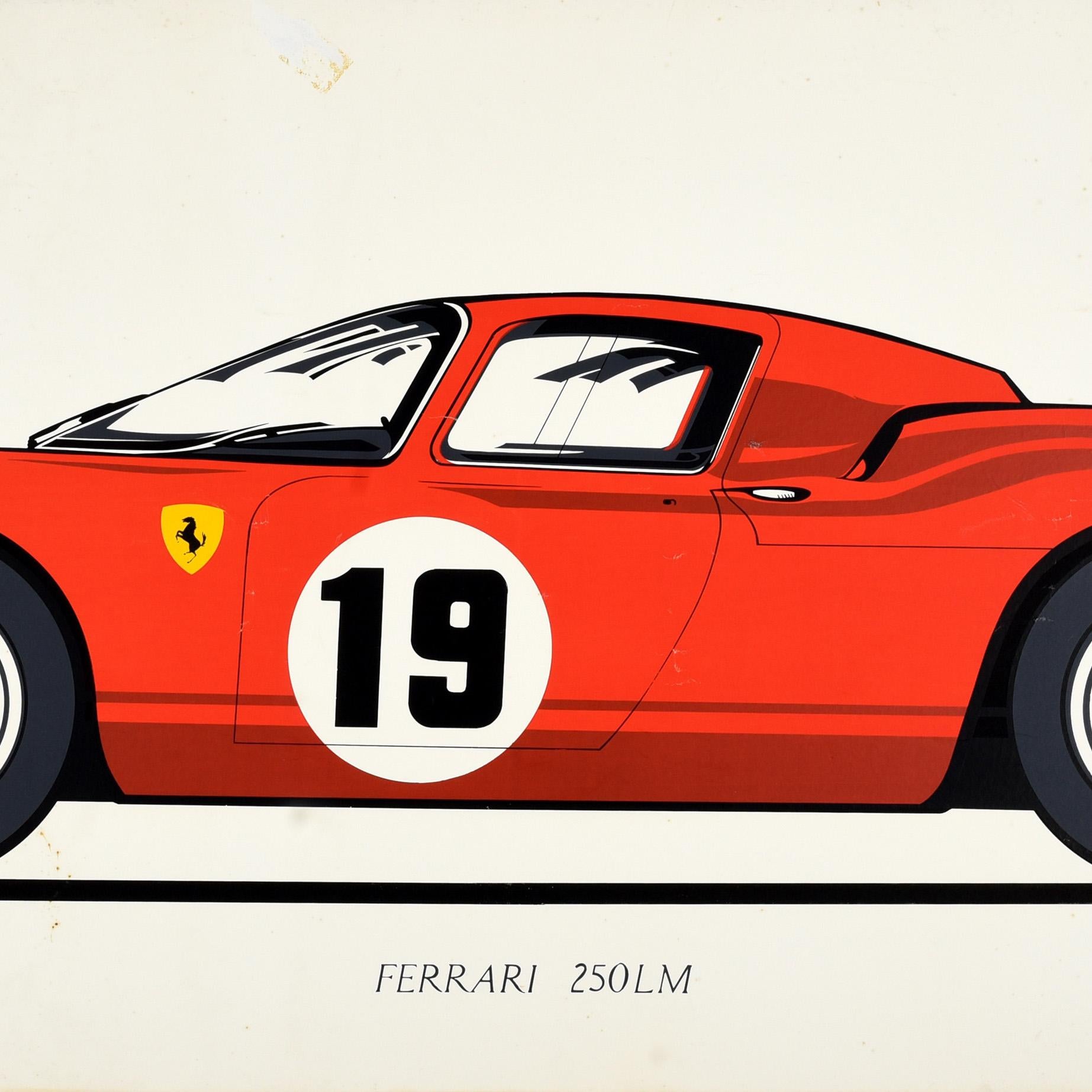 Poster originale d'epoca sul motorsport Ferarri 250LM Auto da corsa Automobile Sport - Print Bianco di Unknown