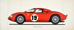 Poster originale d'epoca sul motorsport Ferarri 250LM Auto da corsa Automobile Sport