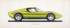 Original Vintage Motorsport Poster Lamborghini Miura Racing Car Automobile Sport