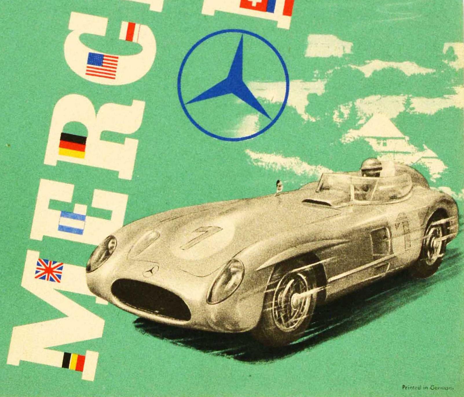 Poster originale d'epoca per il motorsport Mercedes Benz Victory ADAC 1955 300SLR Fangio - Print di Unknown