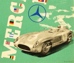 Original Vintage- Motorsport-Poster Mercedes Benz Victory ADAC 1955 300SLR Fangio