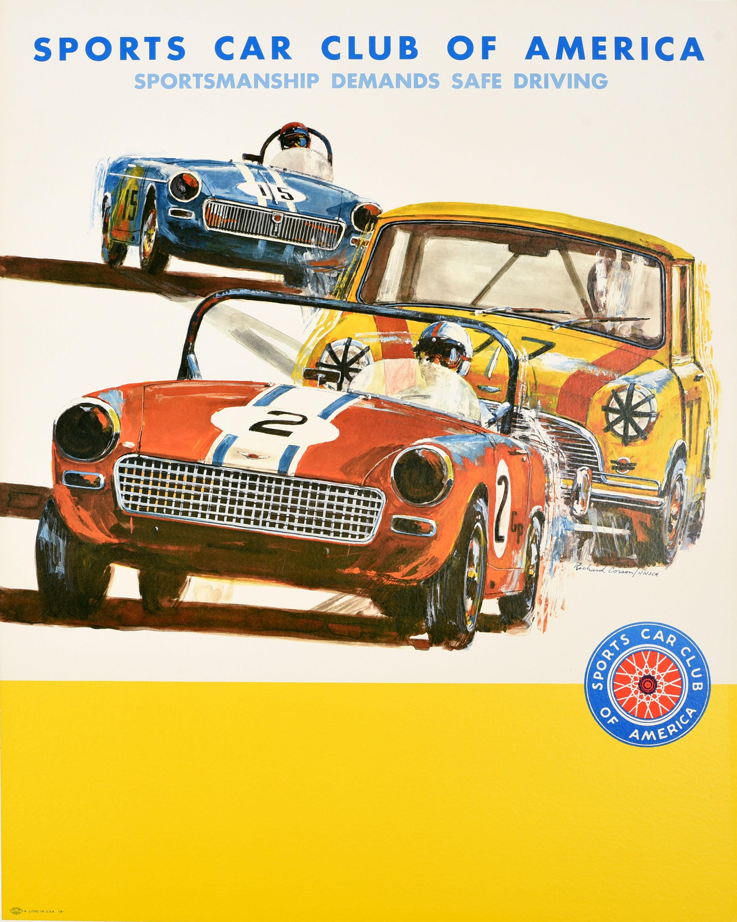 Print Unknown - Affiche rétro originale Sports Car Club Of America Mini Cooper Racing