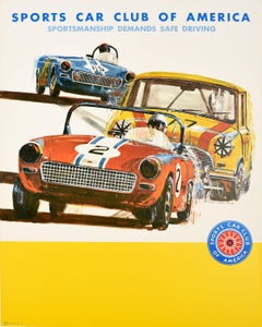 Original Vintage Motorsport Poster Sports Car Club Of America Mini Cooper Racing