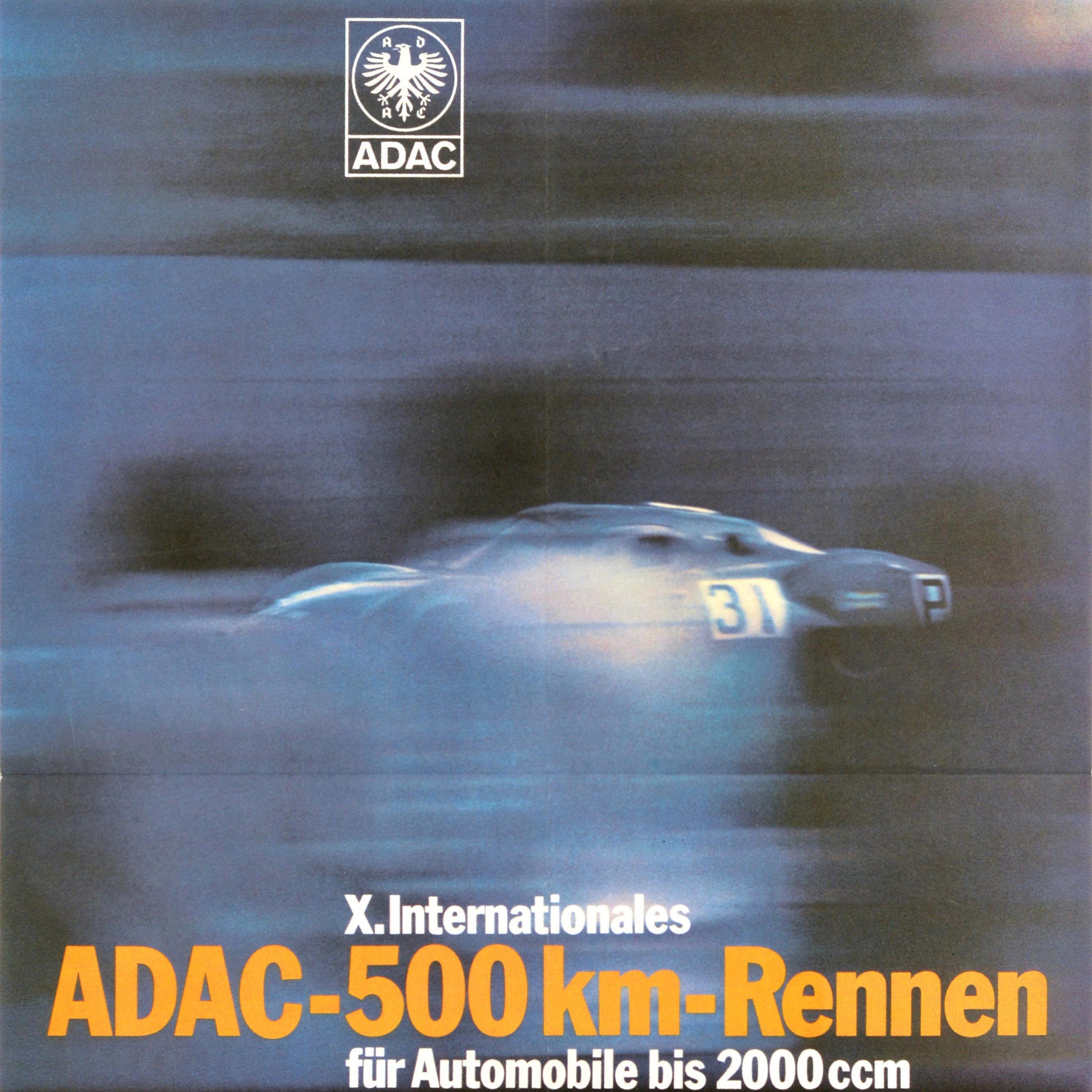 Original Vintage Motorsport Poster X International ADAC 500 Km Race Germany - Print Gris de Unknown