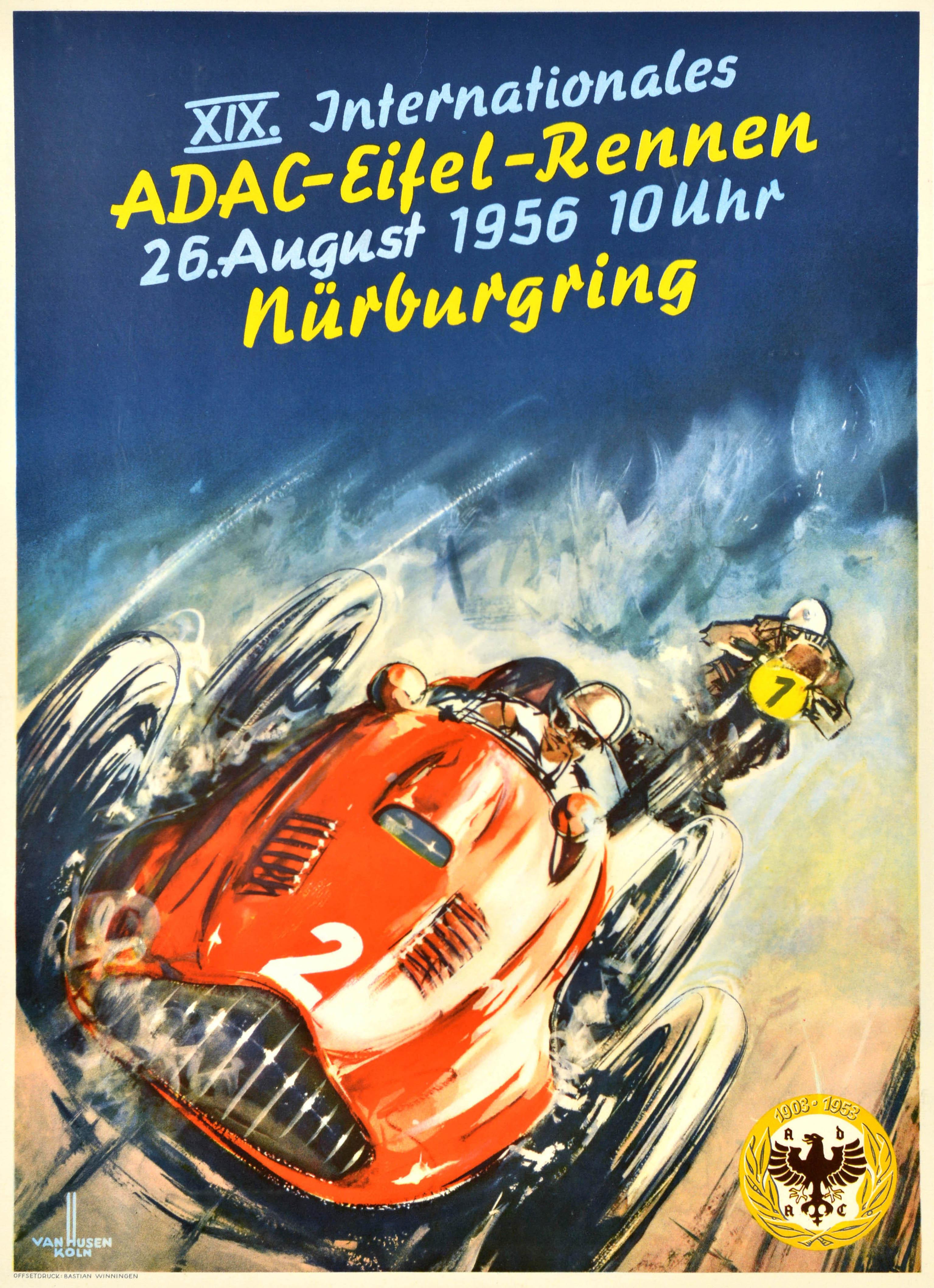Unknown Print - Original Vintage Motorsport Poster XIX International ADAC Eifel Race Nurburgring