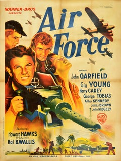 Affiche vintage originale du film d'aviation militaire de l'armée de l'air de la Seconde Guerre mondiale, Howard Hawks