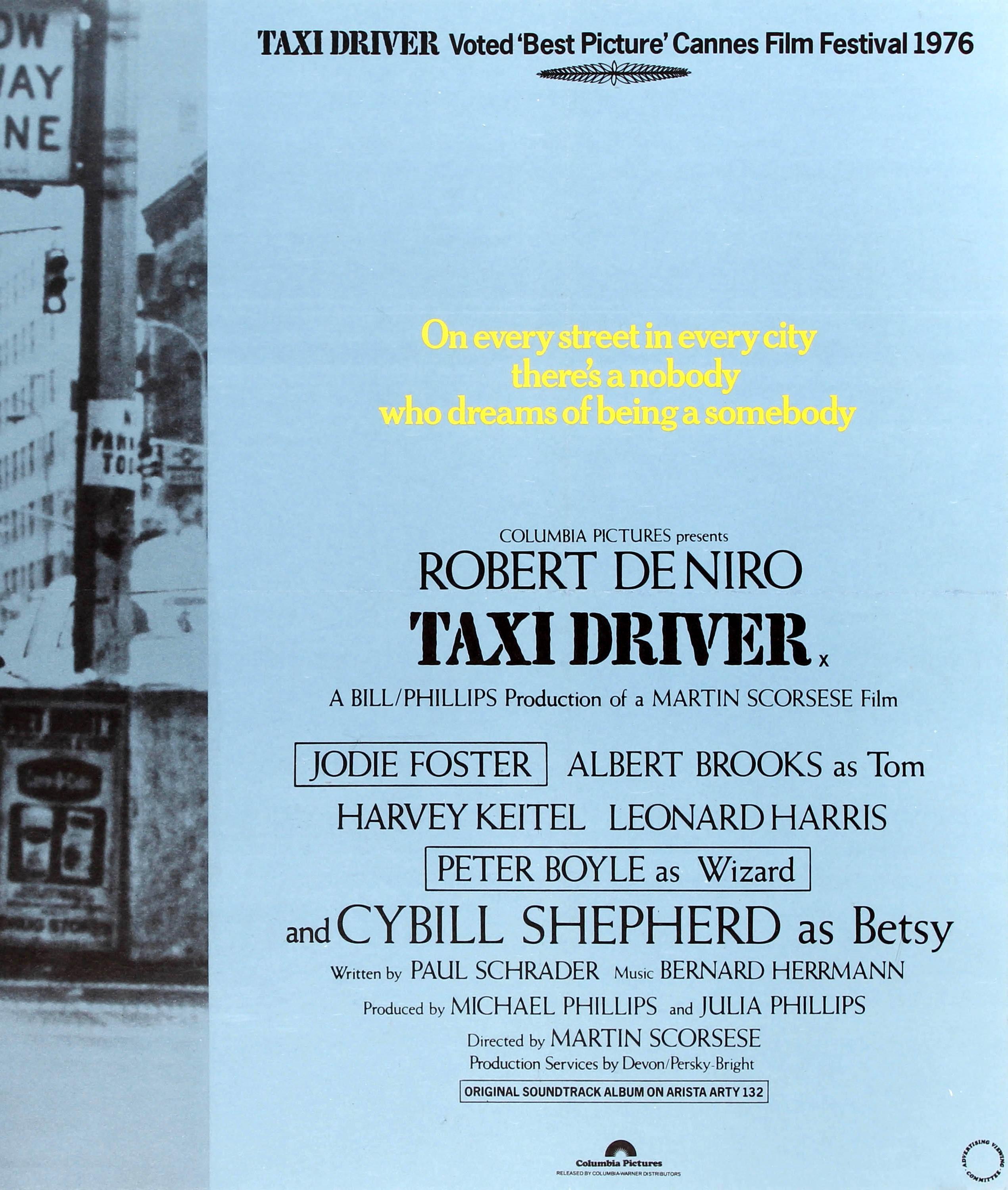 Affiche vintage originale du film Taxi Driver avec Robert De Niro - Bleu Print par Unknown