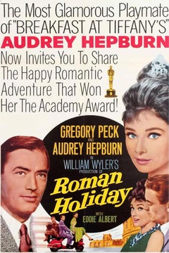 Original Vintage Movie Poster Roman Holiday Audrey Hepburn Gregory Peck Romance