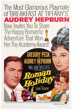 Original-Vintage-Filmplakat „Roman Holiday“, Audrey Hepburn, Gregory Peck, Romantik