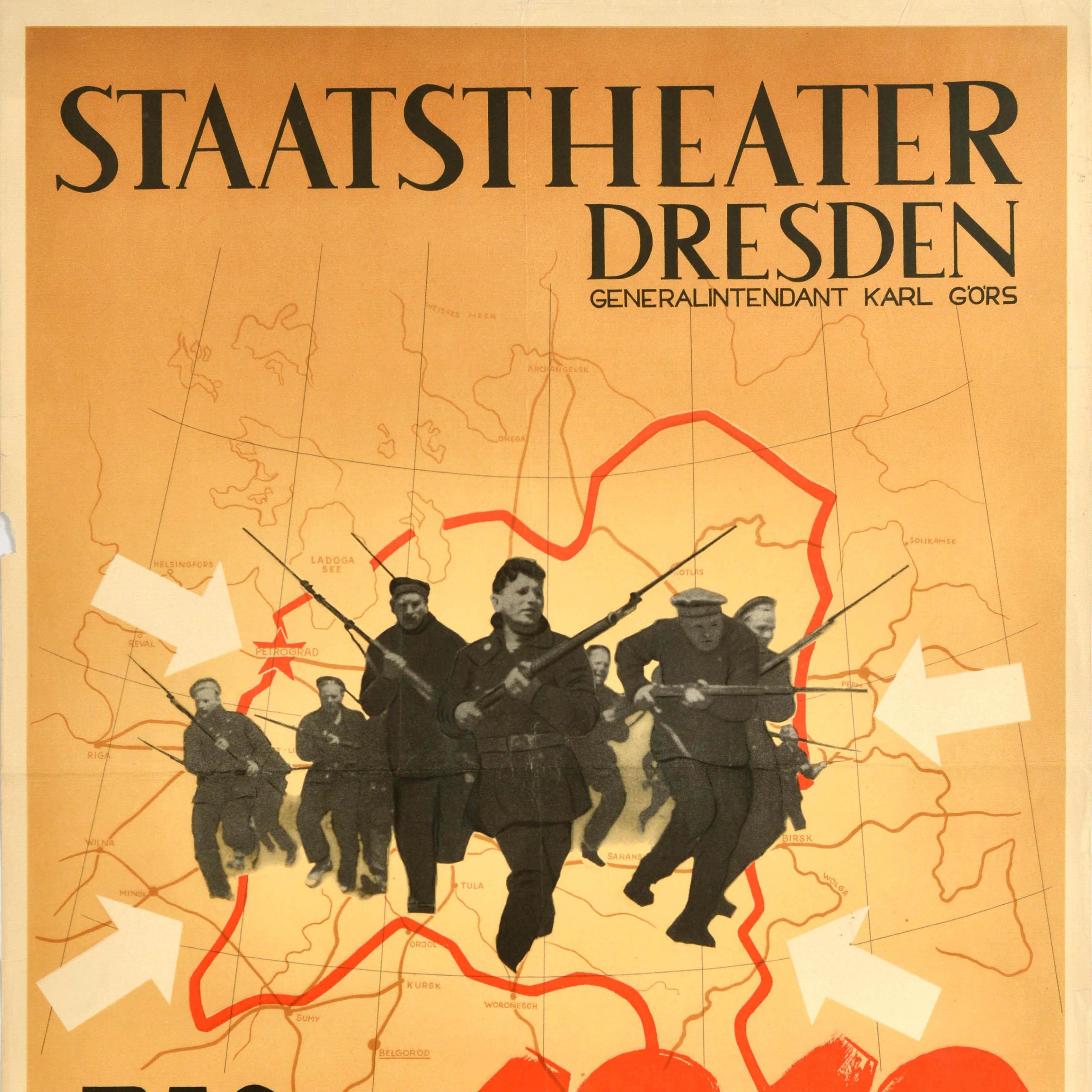 Original Vintage Movie Poster The Unforgettable Year 1919 Russian Civil War Film - Orange Print by Unknown