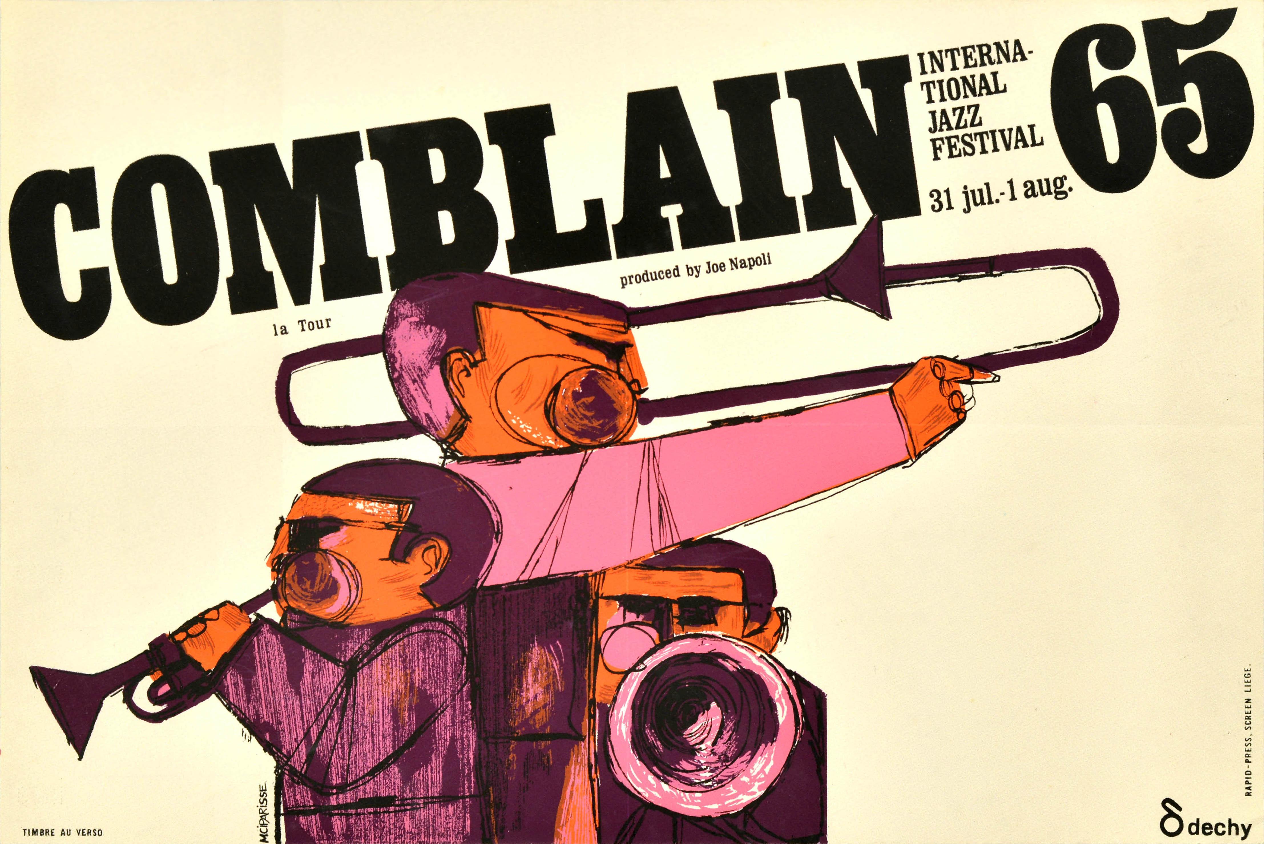 Unknown Print - Original Vintage Music Advertising Poster Comblain International Jazz Festival 