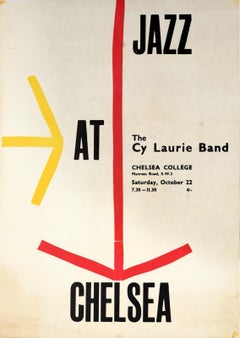 Affiche publicitaire vintage originale Jazz at Chelsea Cy Laurie Band London