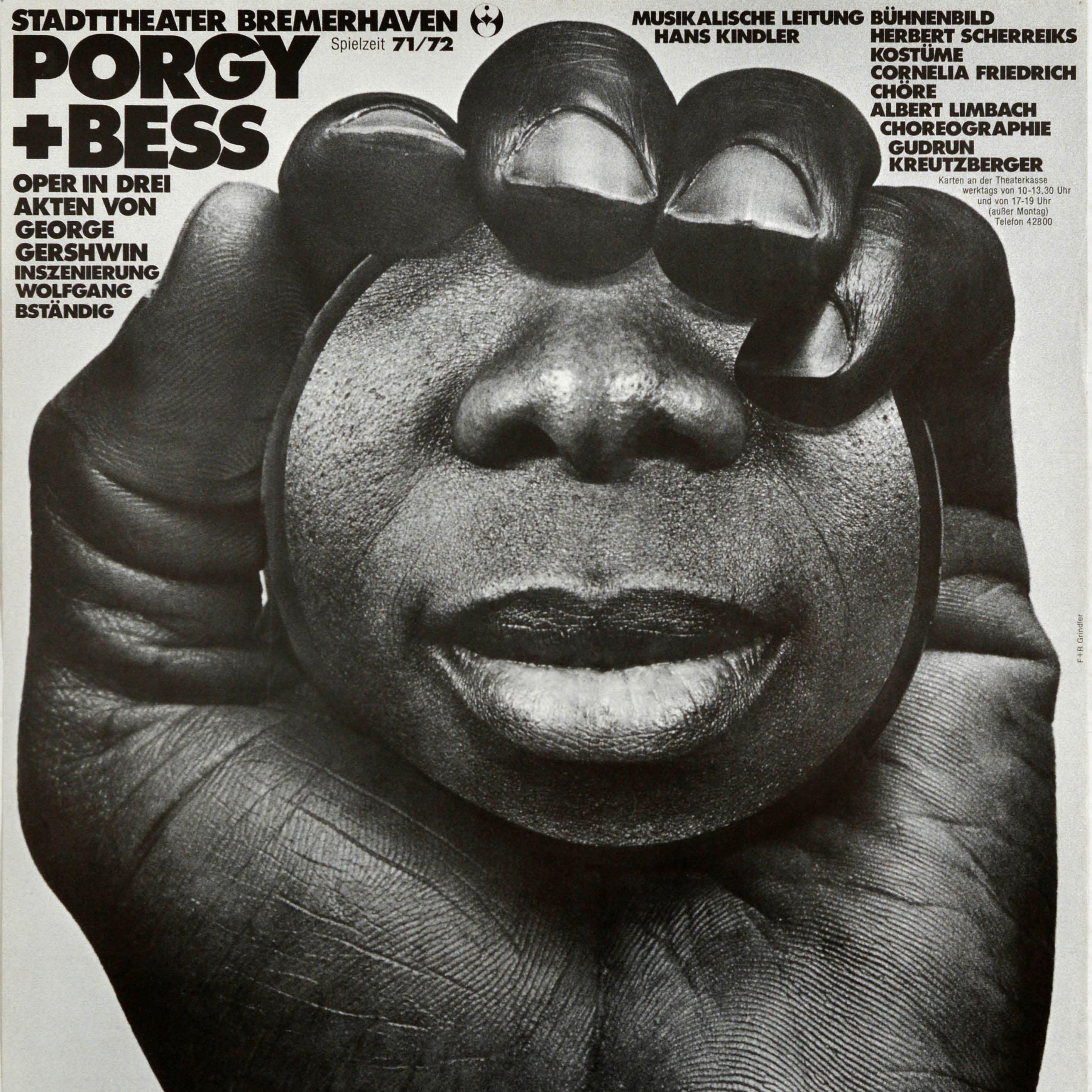 Poster pubblicitario musicale originale d'epoca Porgy Bess Stadttheater Bremerhaven - Print Nero di Unknown