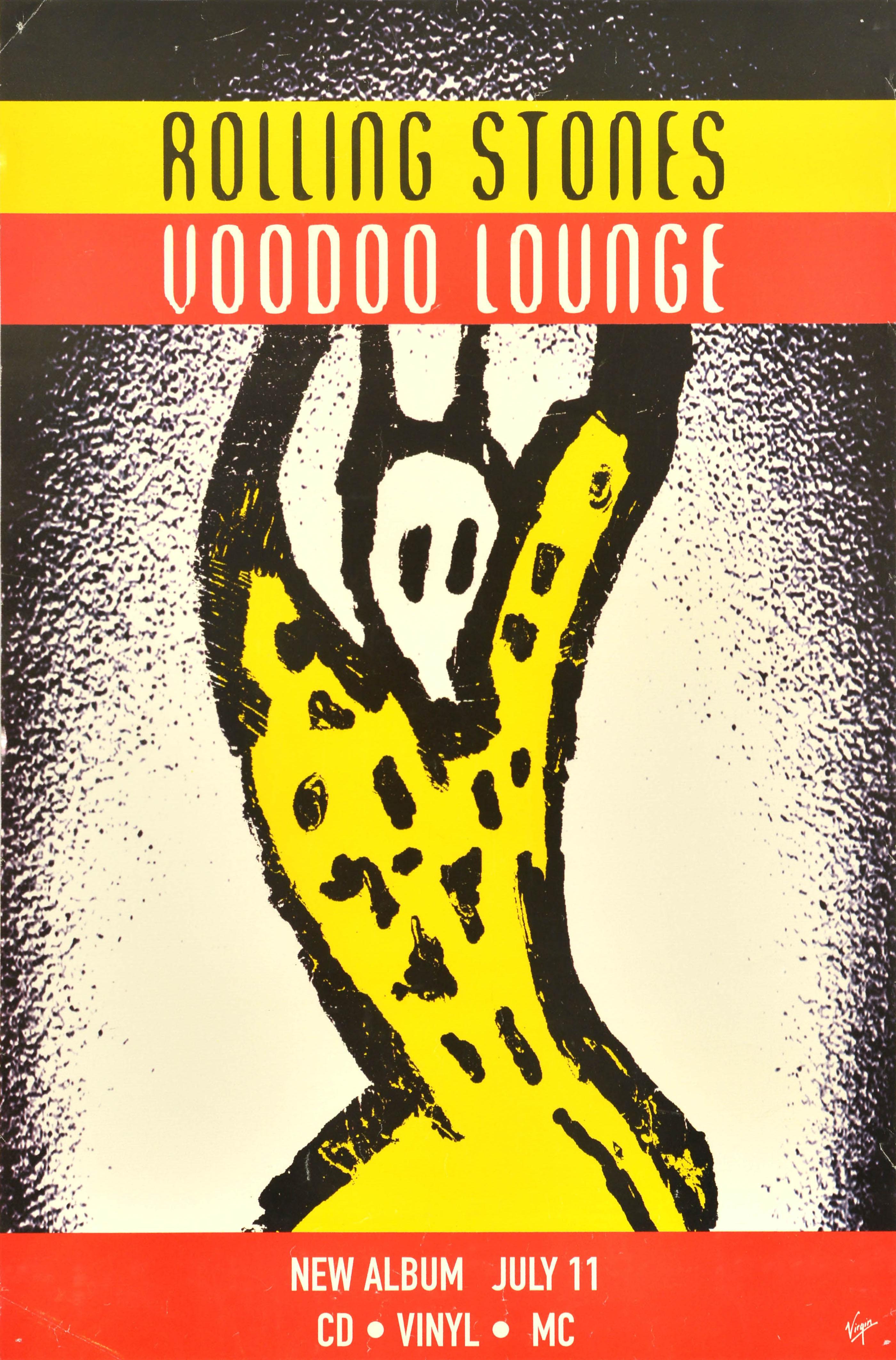 Affiche publicitaire vintage originale des Rolling Stones Voodoo Lounge Album