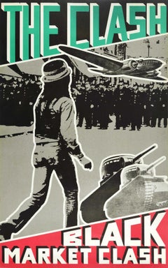 Affiche publicitaire originale vintage de musique The Clash Punk Rock Black Market Clash