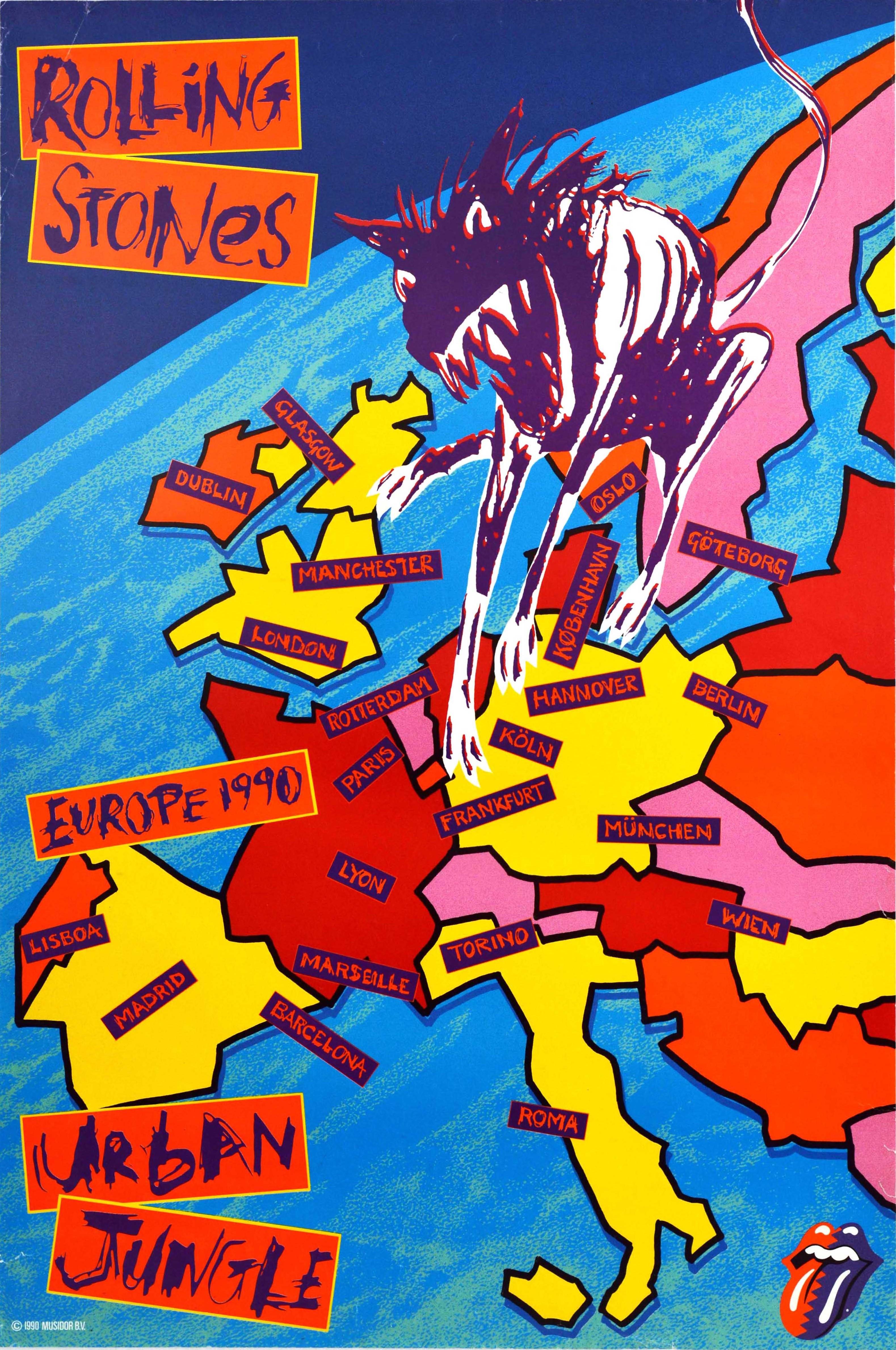 Unknown - Original Vintage Music Concert Poster Rolling Stones Urban Jungle  Europe Tour at 1stDibs
